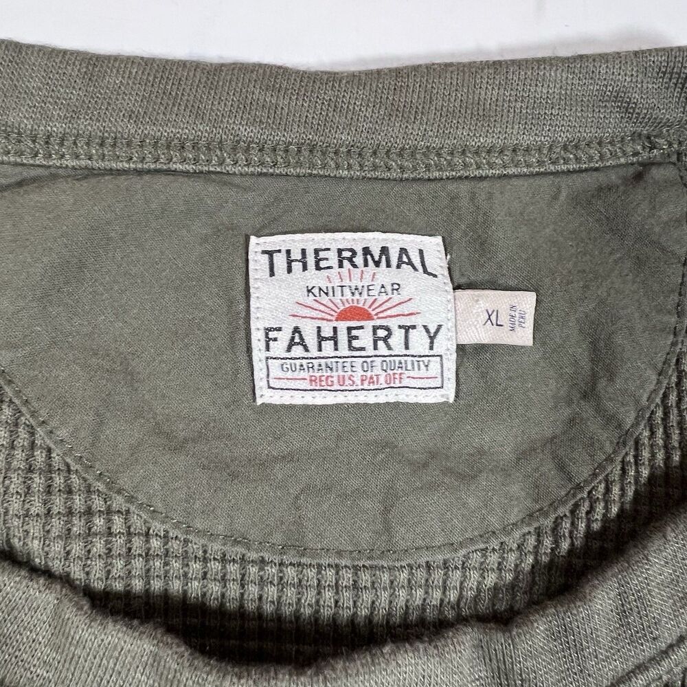 Faherty Thermal Knitwear Long Sleeve Green Shirt Men's Size XL - Picture 6 of 7